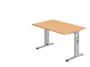 Schreibtisch Serie O, Dekor: Buche BxTxH: 1200 x 800 x 650-850 mm