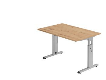 Schreibtisch Serie O, Dekor: Asteiche BxTxH: 1200 x 800 x 650-850 mm