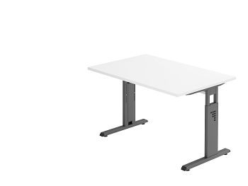 Schreibtisch Serie O, Dekor: Weiß BxTxH: 1200 x 800 x 650-850 mm