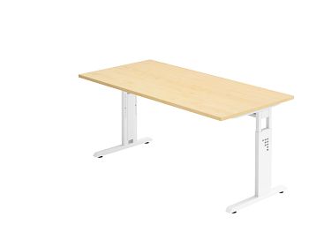 Schreibtisch Serie O, Dekor: Ahorn BxTxH: 1600 x 800 x 650-850 mm