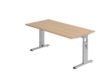 Schreibtisch Serie O, Dekor: Buche BxTxH: 1600 x 800 x 650-850 mm