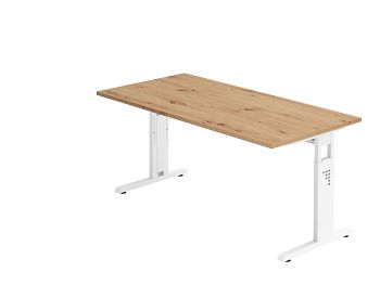 Schreibtisch Serie O, Dekor: Asteiche BxTxH: 1600 x 800 x 650-850 mm