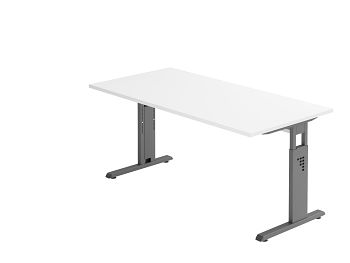 Schreibtisch Serie O, Dekor: Weiß BxTxH: 1600 x 800 x 650-850 mm