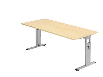 Schreibtisch Serie O, Dekor: Ahorn BxTxH: 1800 x 800 x 650-850 mm