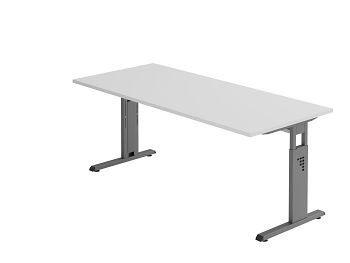 Schreibtisch Serie O, Dekor: Grau BxTxH: 1800 x 800 x 650-850 mm