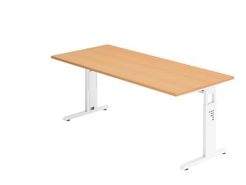 Schreibtisch Serie O, Dekor: Buche BxTxH: 1800 x 800 x 650-850 mm