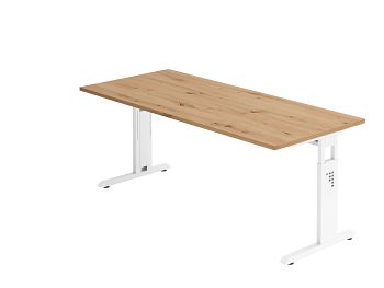 Schreibtisch Serie O, Dekor: Asteiche BxTxH: 1800 x 800 x 650-850 mm