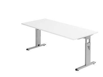 Schreibtisch Serie O, Dekor: Weiß BxTxH: 1800 x 800 x 650-850 mm