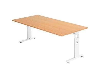 Schreibtisch Serie O, Dekor: Buche BxTxH: 2000 x 1000 x 650-850 mm