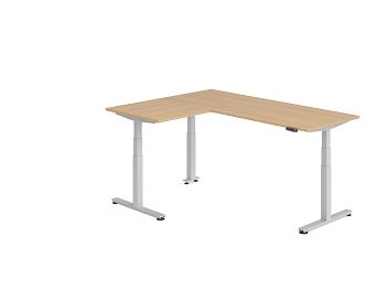 Sitz-Steh-Winkelkombination, Eiche BxTxH: 2000 x 1600 x 630-1270 mm