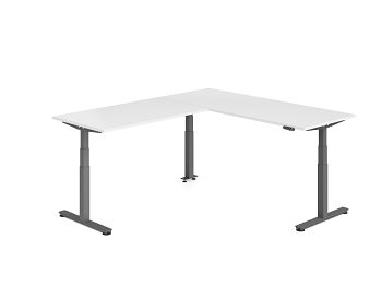 Sitz-Steh-Winkelkombination, Weiß BxTxH: 2000 x 2400 x 630-1270 mm