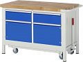 Werkbank mit absenkbarem Fahrgestell  BxTxH 1250x700x880 mm