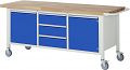 Fahrbare Werkbank mit Buche-Massiv- Platte BxTxH 2000x700x880 mm