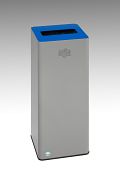 Wertstoffsammler WSG Quadro 79, silber, Aufsatz enzianblau RAL 5010