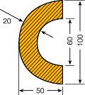 Prallschutz gelb/schwarz Bogen 60gr.,Rohr 50-70mm