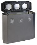 Abfallsammler sixco touchless, mit Ladegerät, 3 x 45 l, eisenglimmer