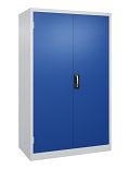 mittig; Lichtgrau RAL 7035/Enzianblau RAL 5010 