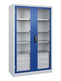 unten; Lichtgrau RAL 7035/Enzianblau RAL 5010 